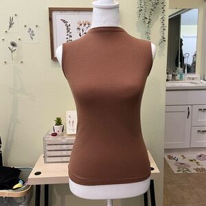 Rachel Zoe Tan Ribbed Tank Top